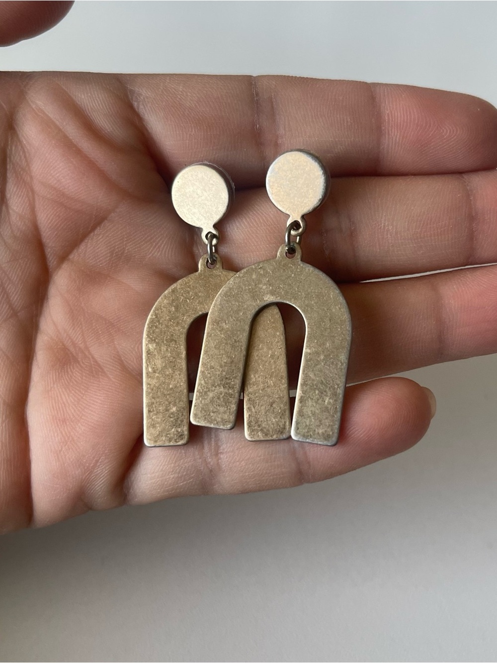 a new day Silver Arch Drop Earrings - Matte Silver Modern Dangle